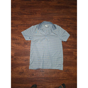 Mens golf shirt polo blue stripe size Large slim fit